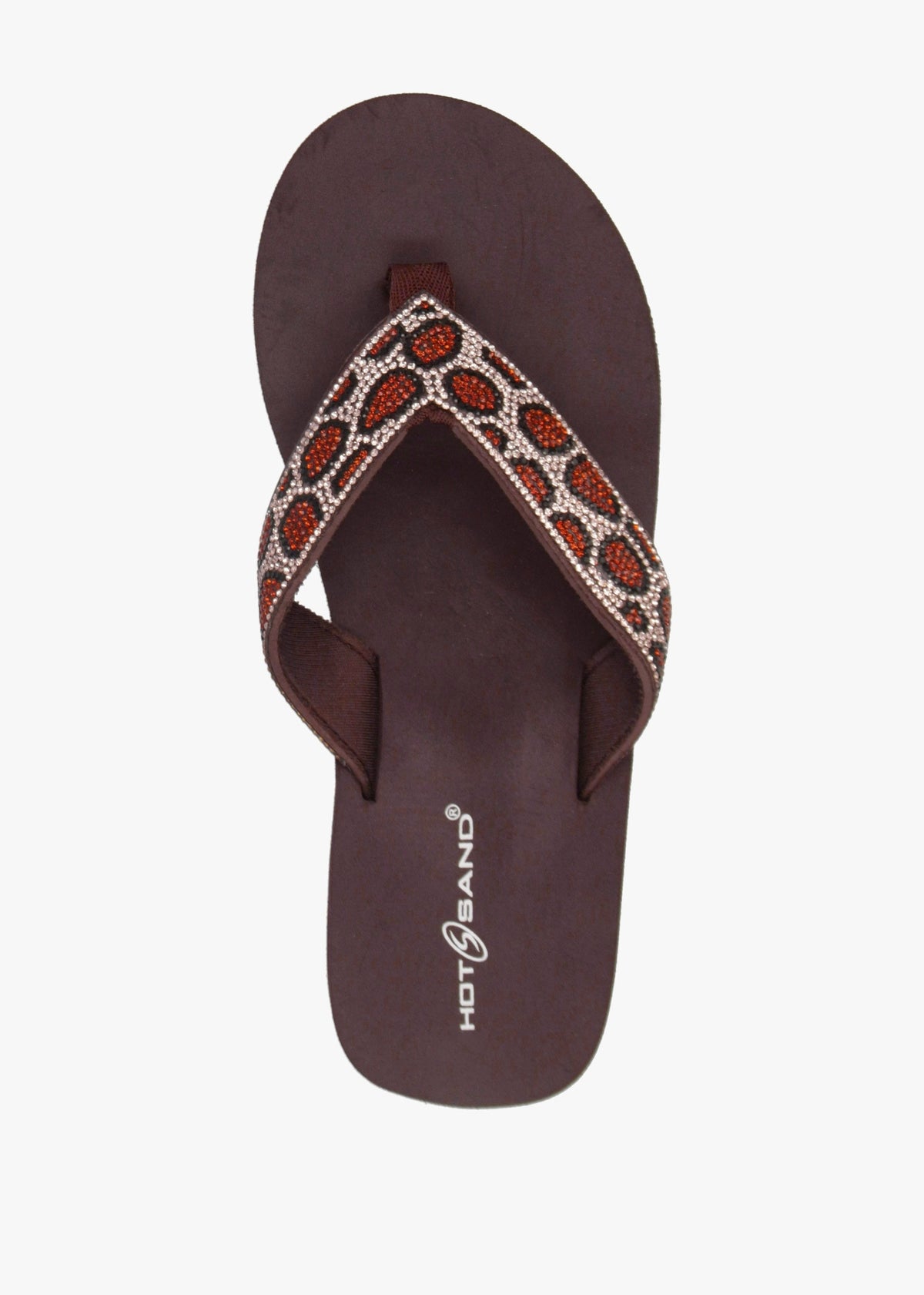 Brown Diamante Leopard Toe Post Wedge Flip Flops