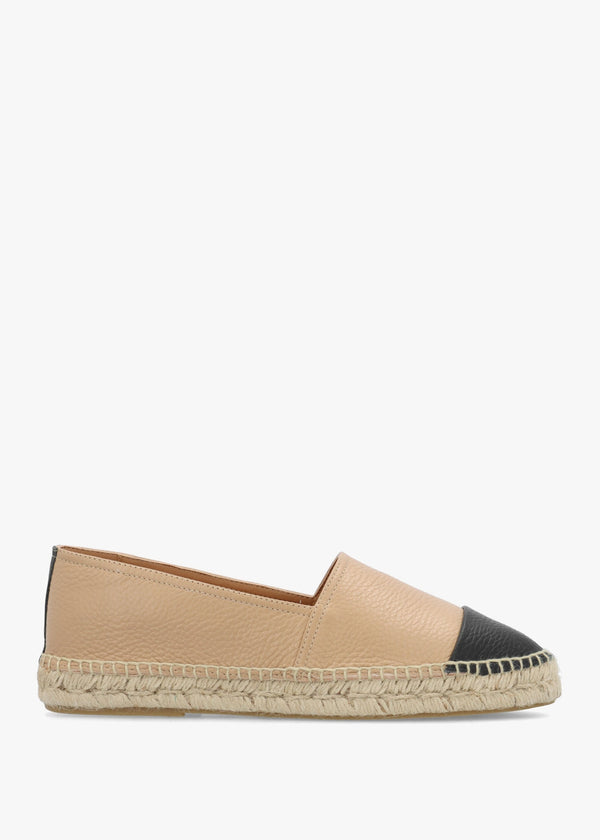 Joey Nude Leather Toe Cap Espadrilles