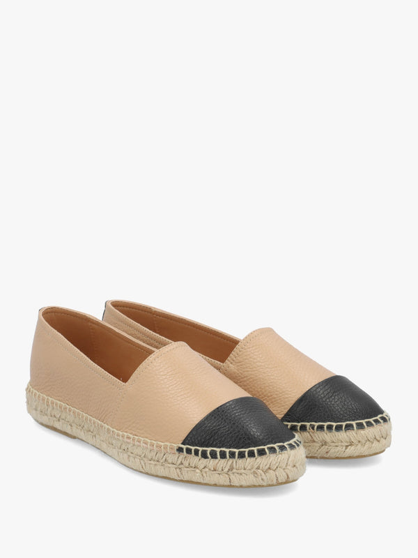Joey Nude Leather Toe Cap Espadrilles