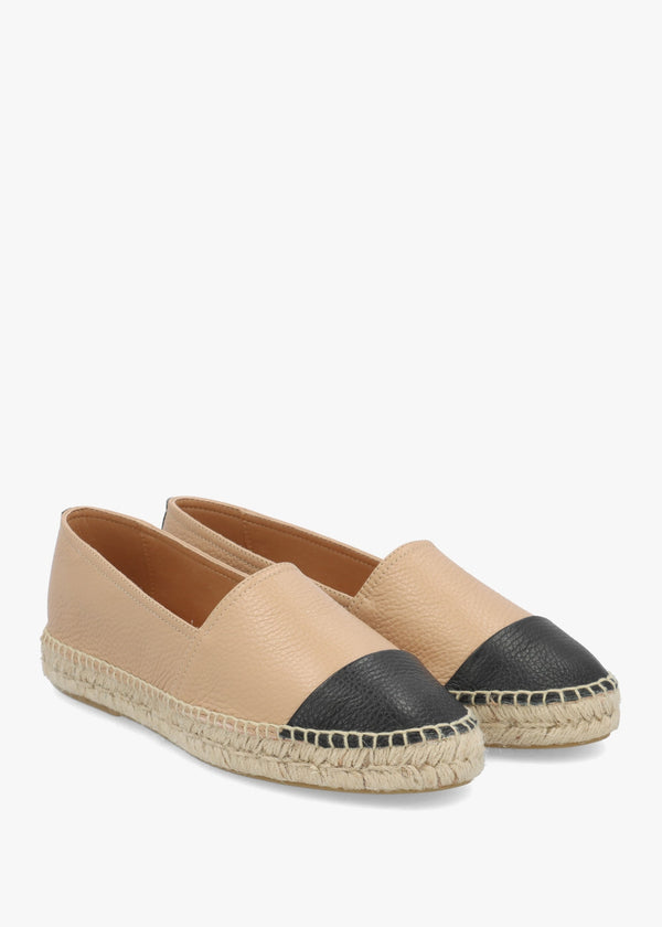 Joey Nude Leather Toe Cap Espadrilles