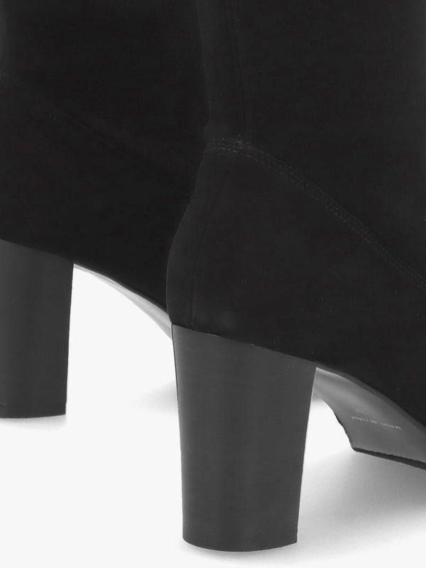 Black Suede Block Heel Knee Boots