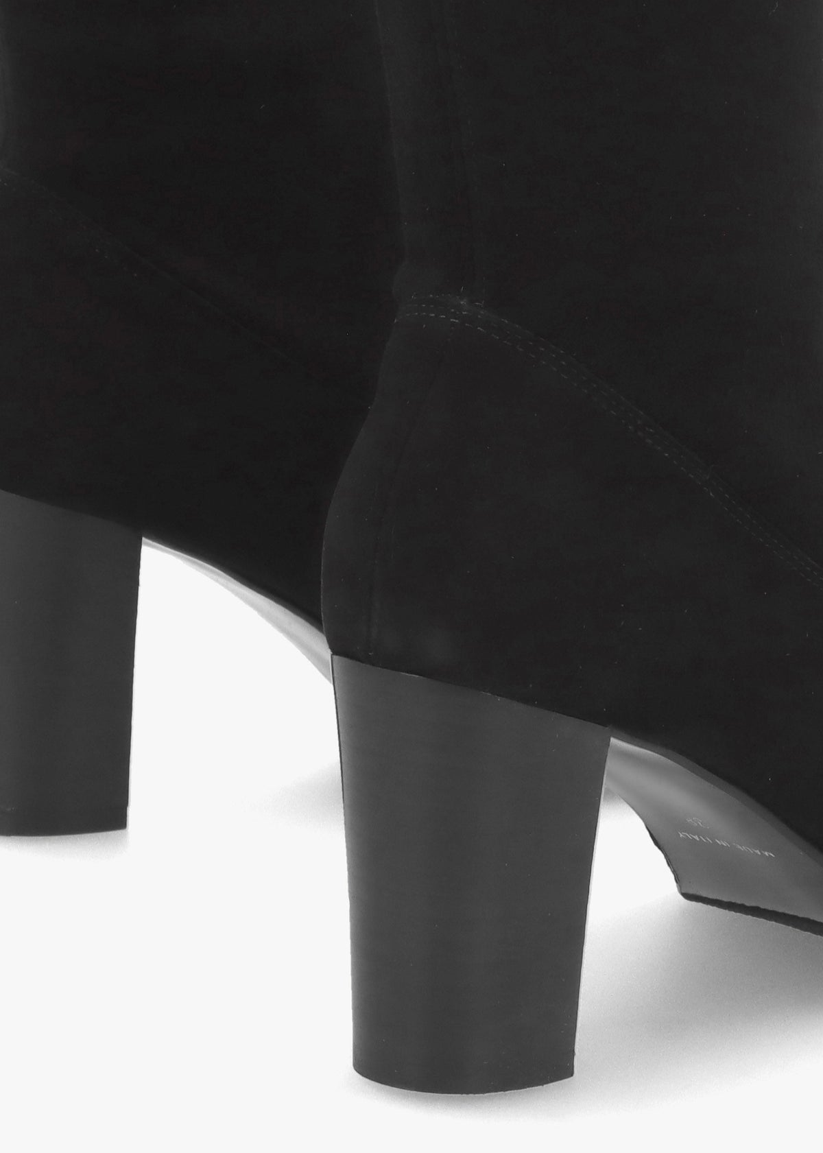 Black Suede Block Heel Knee Boots