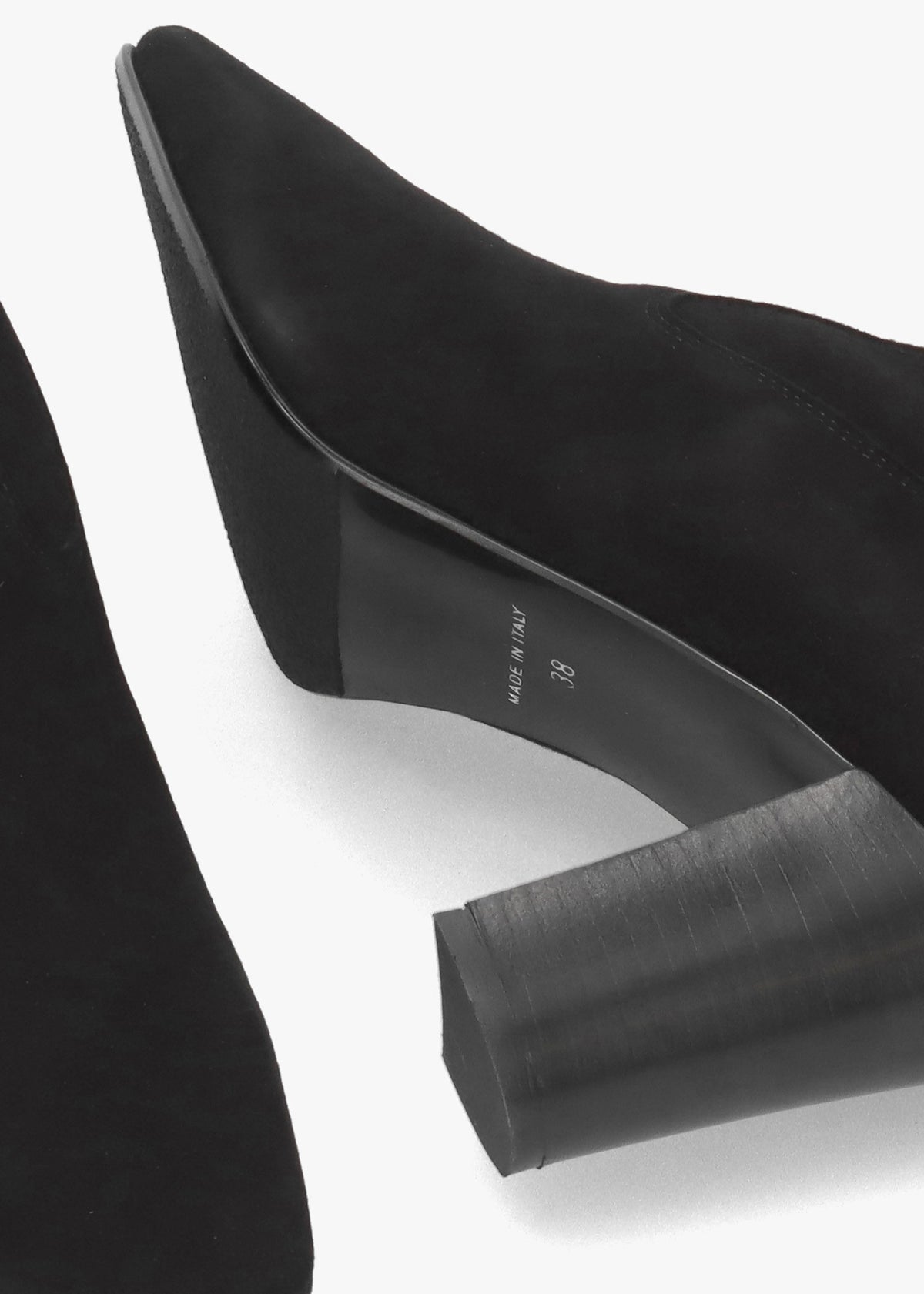 Black Suede Block Heel Knee Boots