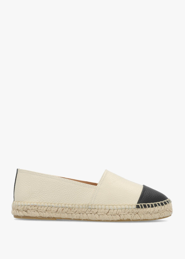 Joey Cream Leather Toe Cap Espadrilles