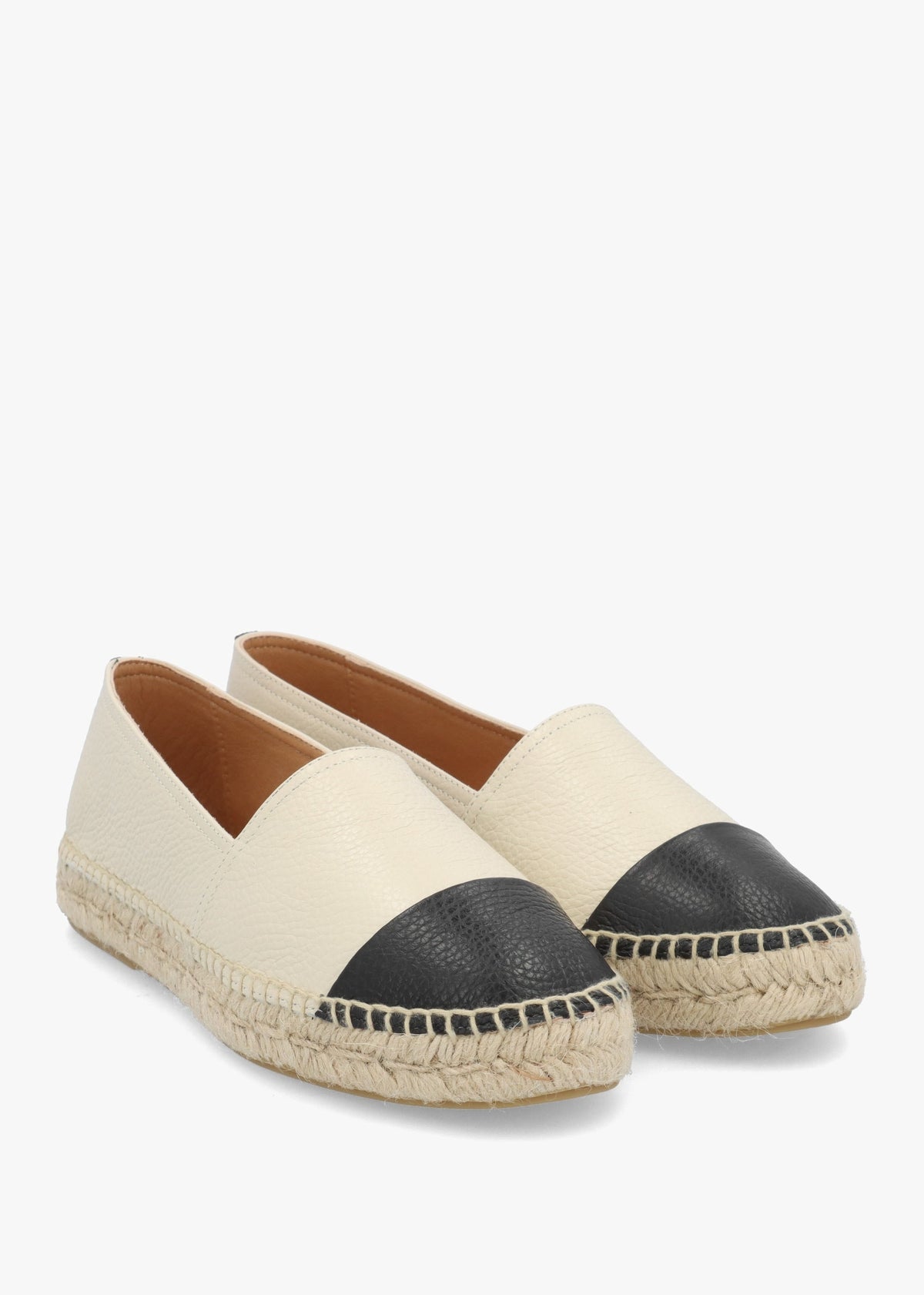 Joey Cream Leather Toe Cap Espadrilles
