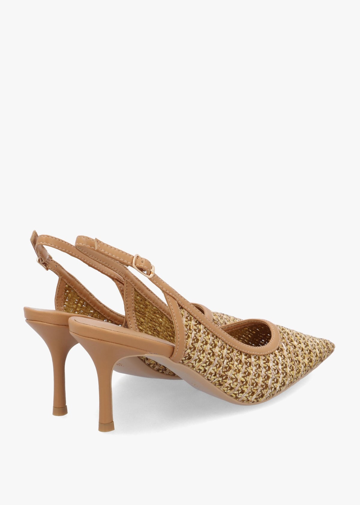 Rachel Tan Woven Sling Back Heeled Court Shoes