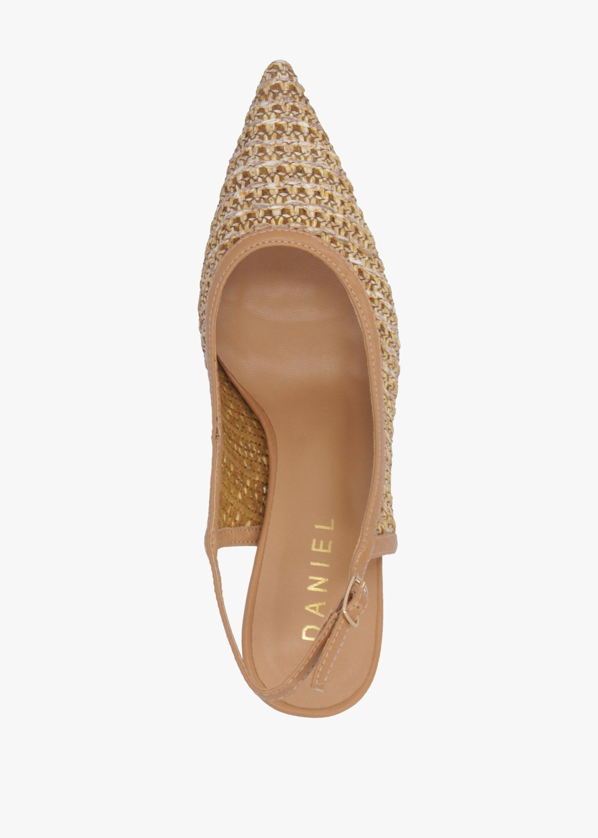 Rachel Tan Woven Sling Back Heeled Court Shoes