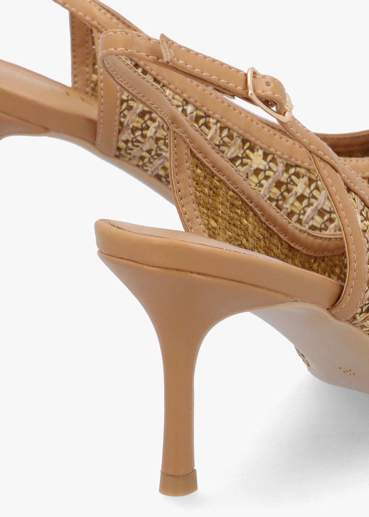 Rachel Tan Woven Sling Back Heeled Court Shoes