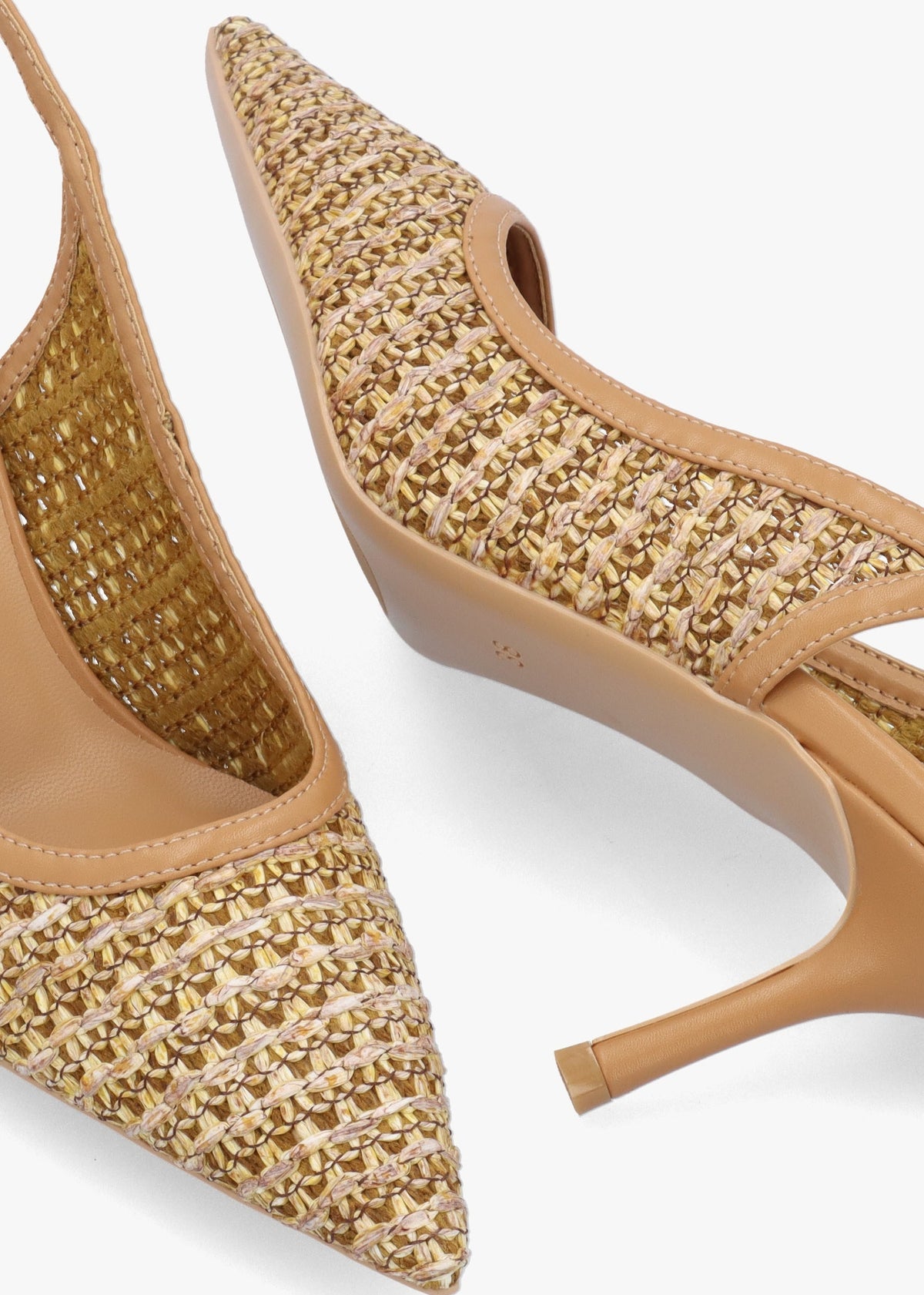 Rachel Tan Woven Sling Back Heeled Court Shoes