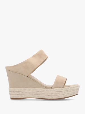 Regina Beige Suede Wedge Mules