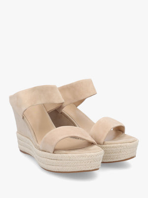 Regina Beige Suede Wedge Mules