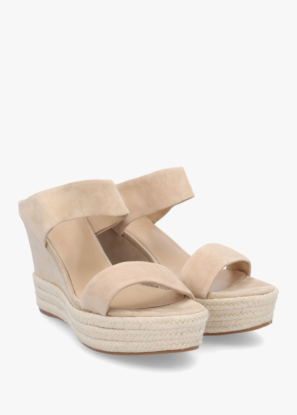 Regina Beige Suede Wedge Mules