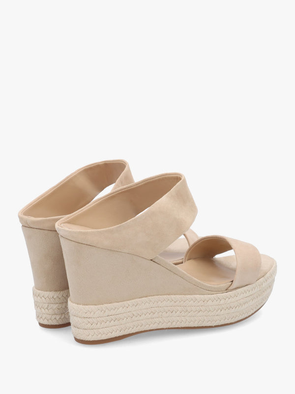 Regina Beige Suede Wedge Mules