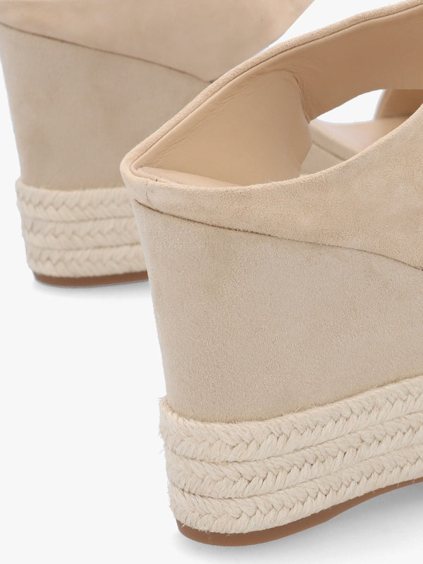 Regina Beige Suede Wedge Mules