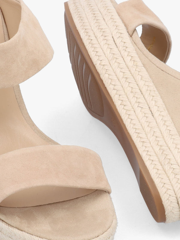 Regina Beige Suede Wedge Mules