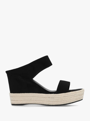 Regina Black Suede Wedge Mules