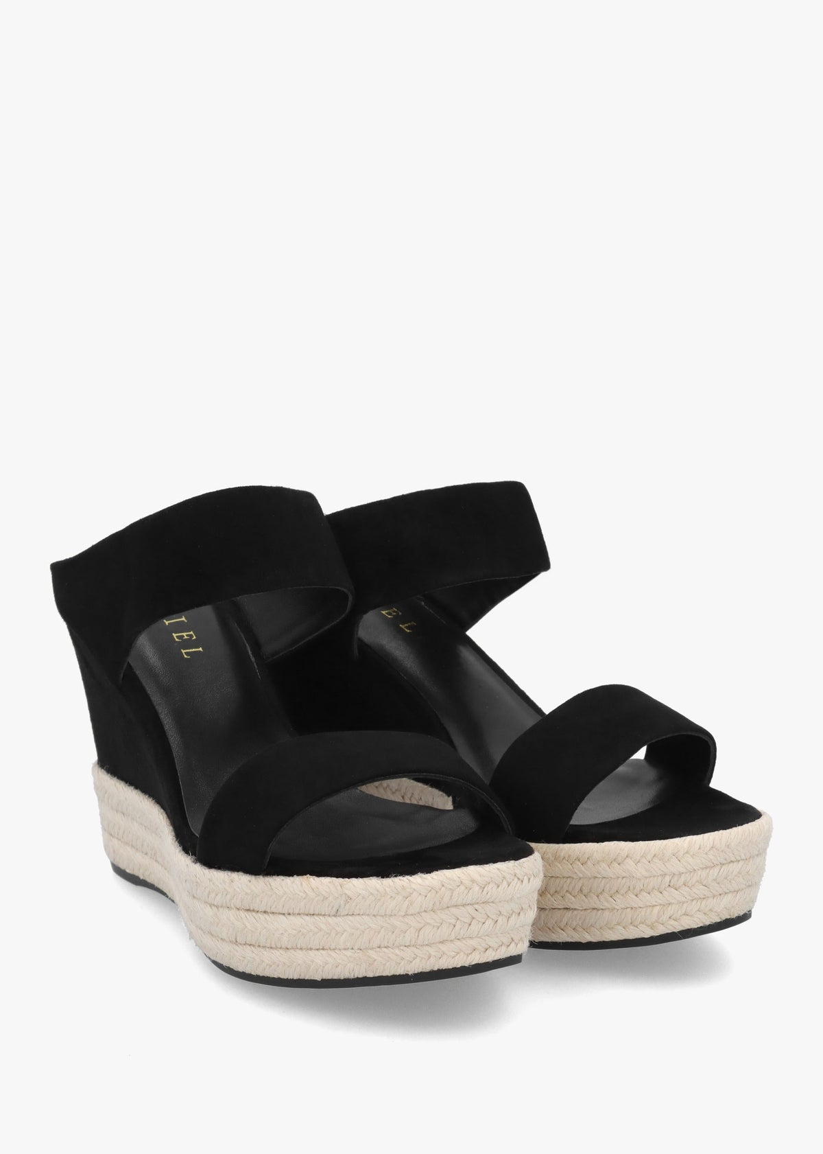 Regina Black Suede Wedge Mules