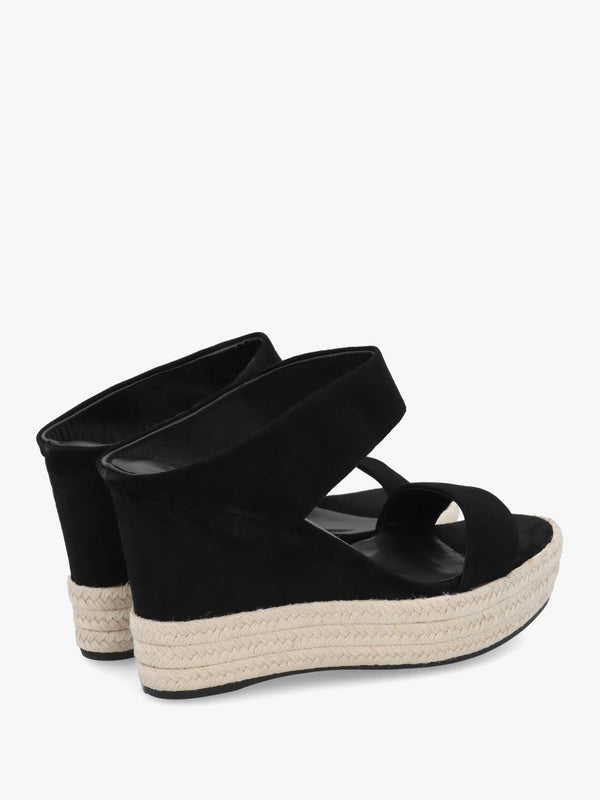Regina Black Suede Wedge Mules