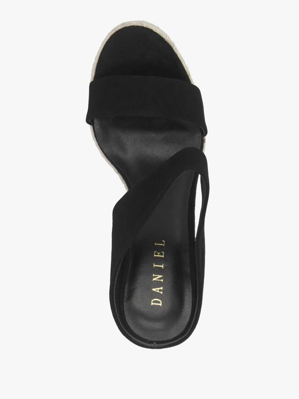 Regina Black Suede Wedge Mules