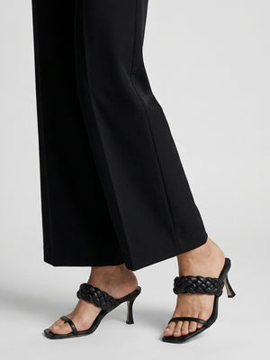 Rose Black Plaited Two Bar Heeled Sandals