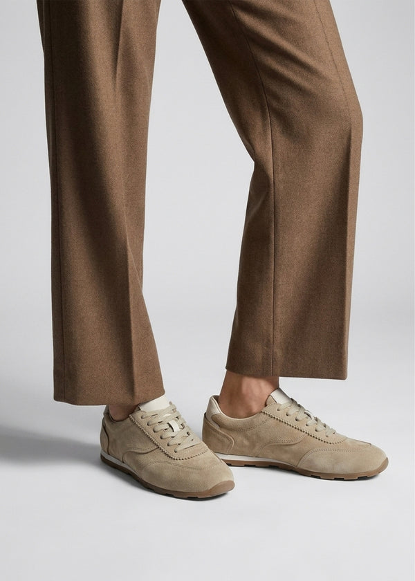 Geeki Beige Suede Low Profile Trainers