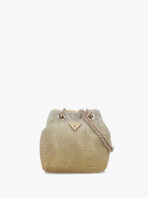 Zalina Gold Diamante Chain Mesh Pouch