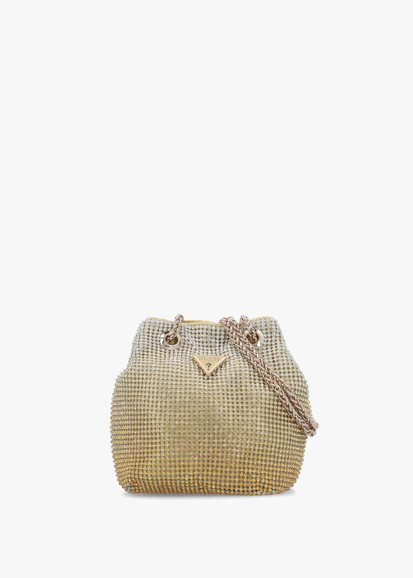 Zalina Gold Diamante Chain Mesh Pouch