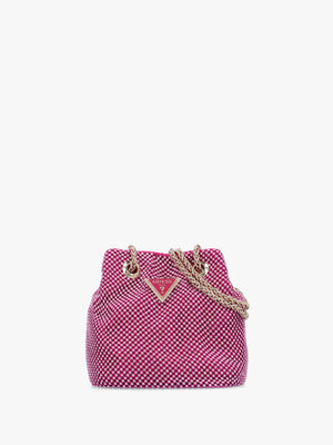 Zalina Fuchsia Diamante Chain Mesh Pouch