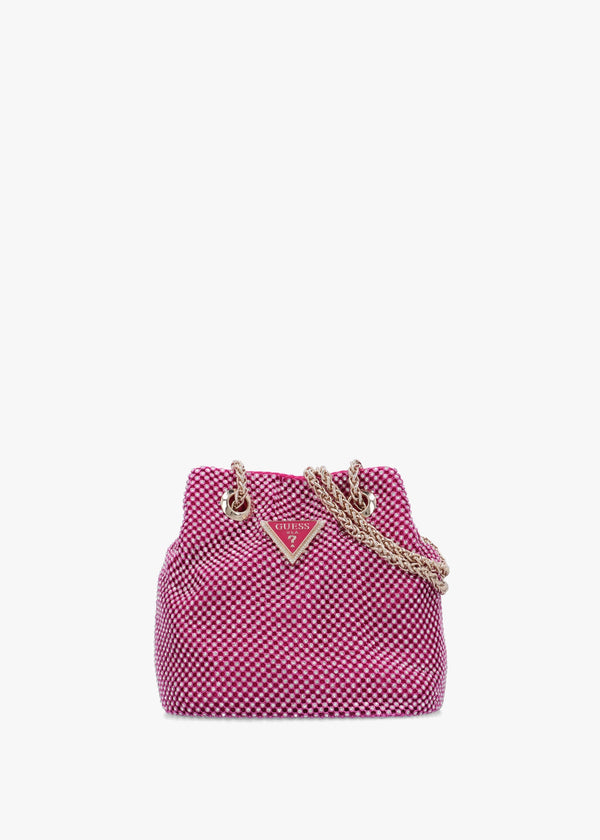 Zalina Fuchsia Diamante Chain Mesh Pouch