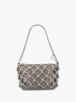 Zalina Silver Diamante Knot Top Zip Shoulder Bag