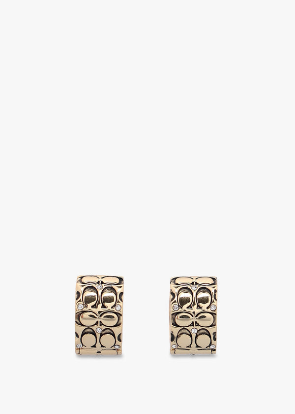 Logo Quilt Gold Huggie Hoops