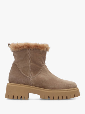 Taupe Suede Chunky Ankle Boots