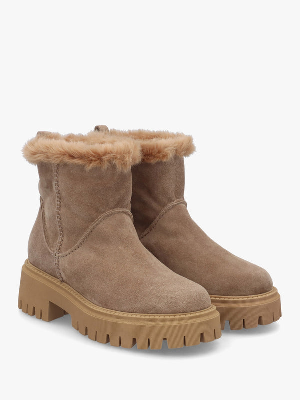 Taupe Suede Chunky Ankle Boots