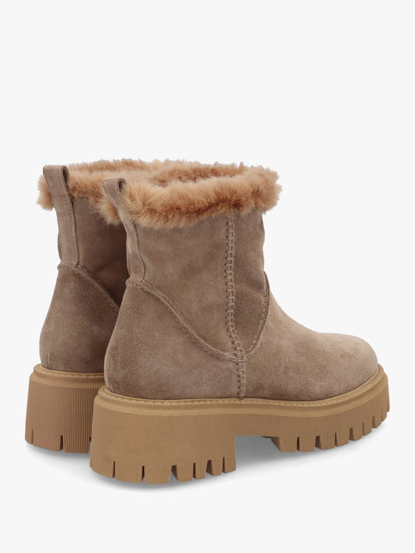 Taupe Suede Chunky Ankle Boots