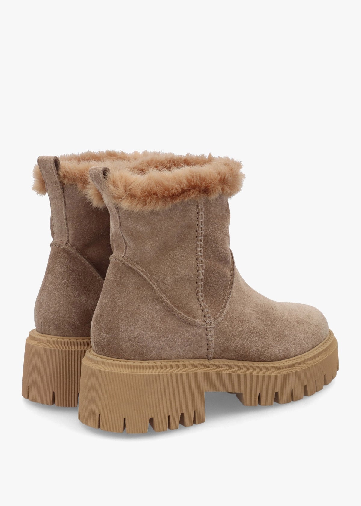 Taupe Suede Chunky Ankle Boots