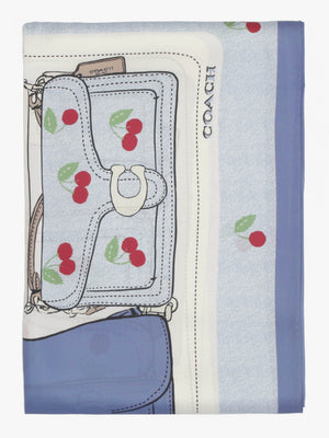 Tabby Cherry Denim Red Silk Scarf