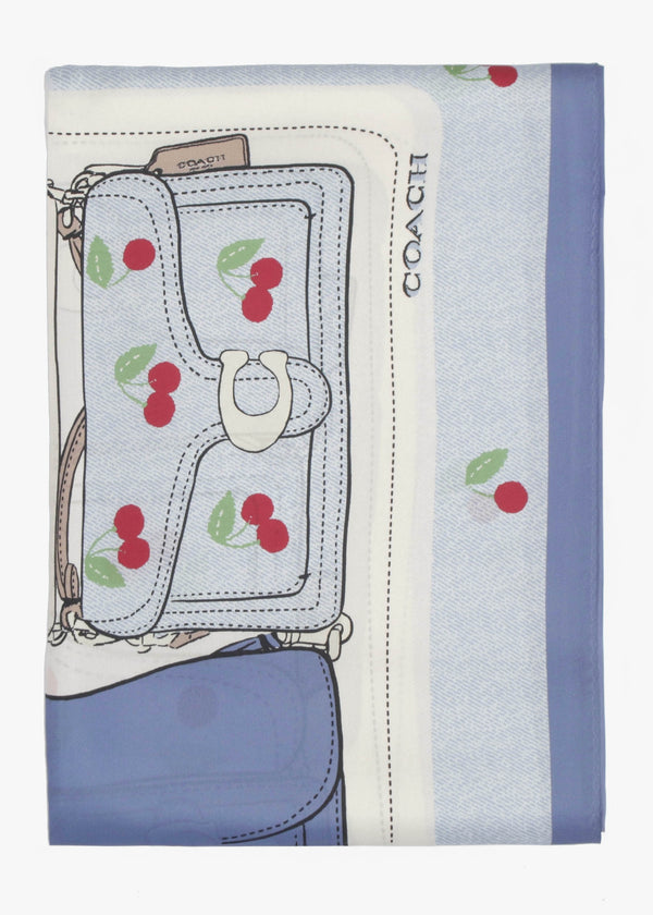 Tabby Cherry Denim Red Silk Scarf