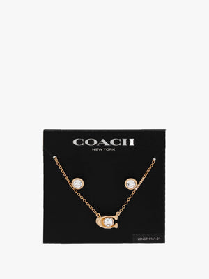 Stone C Gold Stud & Necklace Set