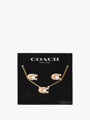 Pearl C Gold Stud & Necklace Set