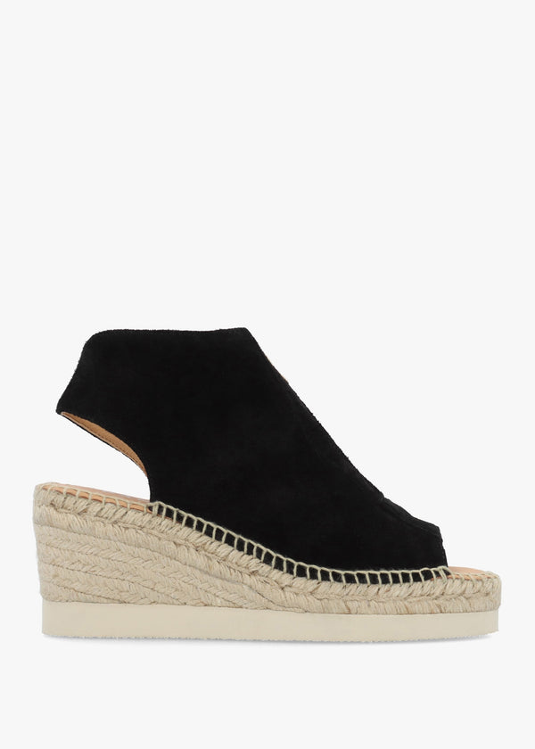 Jippie Black Suede Wedge Espadrilles