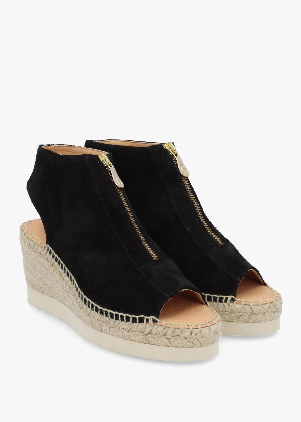 Jippie Black Suede Wedge Espadrilles