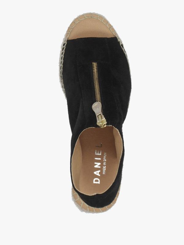 Jippie Black Suede Wedge Espadrilles