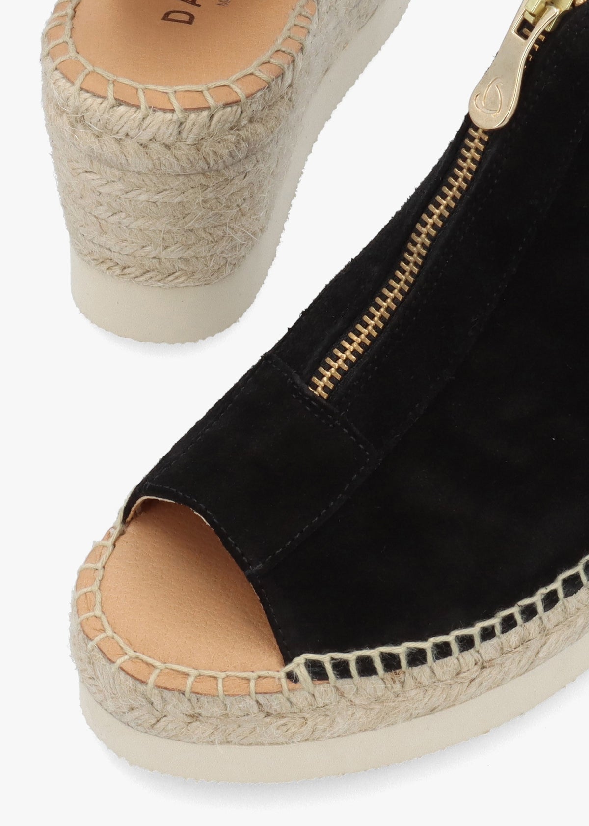 Jippie Black Suede Wedge Espadrilles