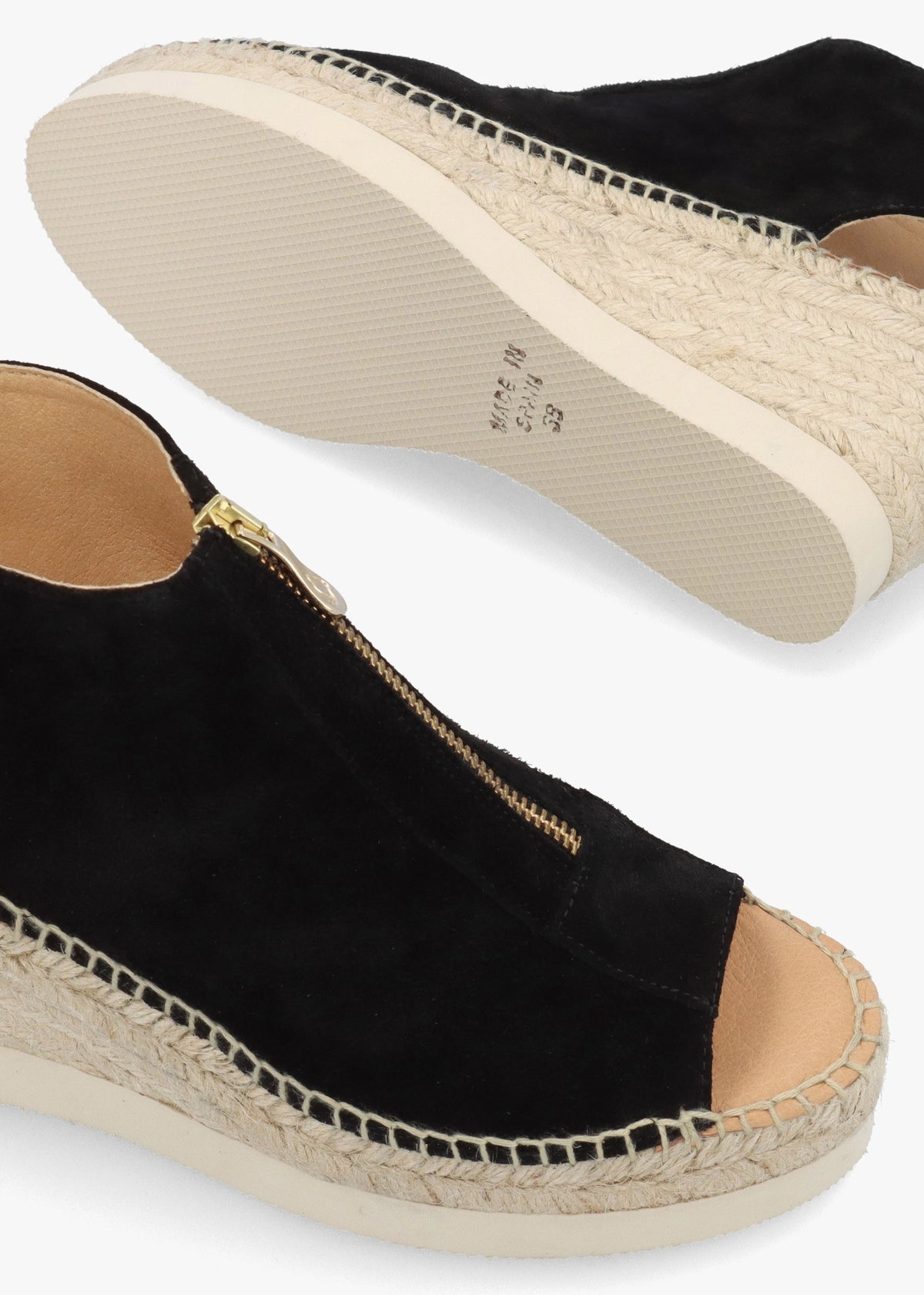 Jippie Black Suede Wedge Espadrilles
