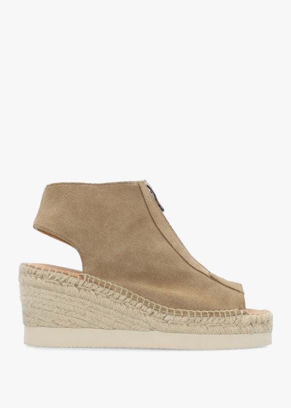 Jippie Taupe Suede Wedge Espadrilles
