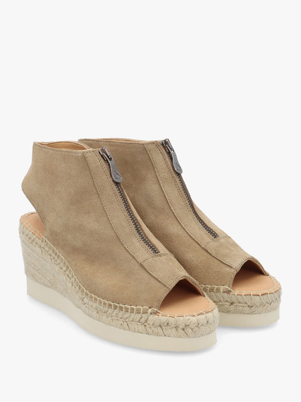 Jippie Taupe Suede Wedge Espadrilles