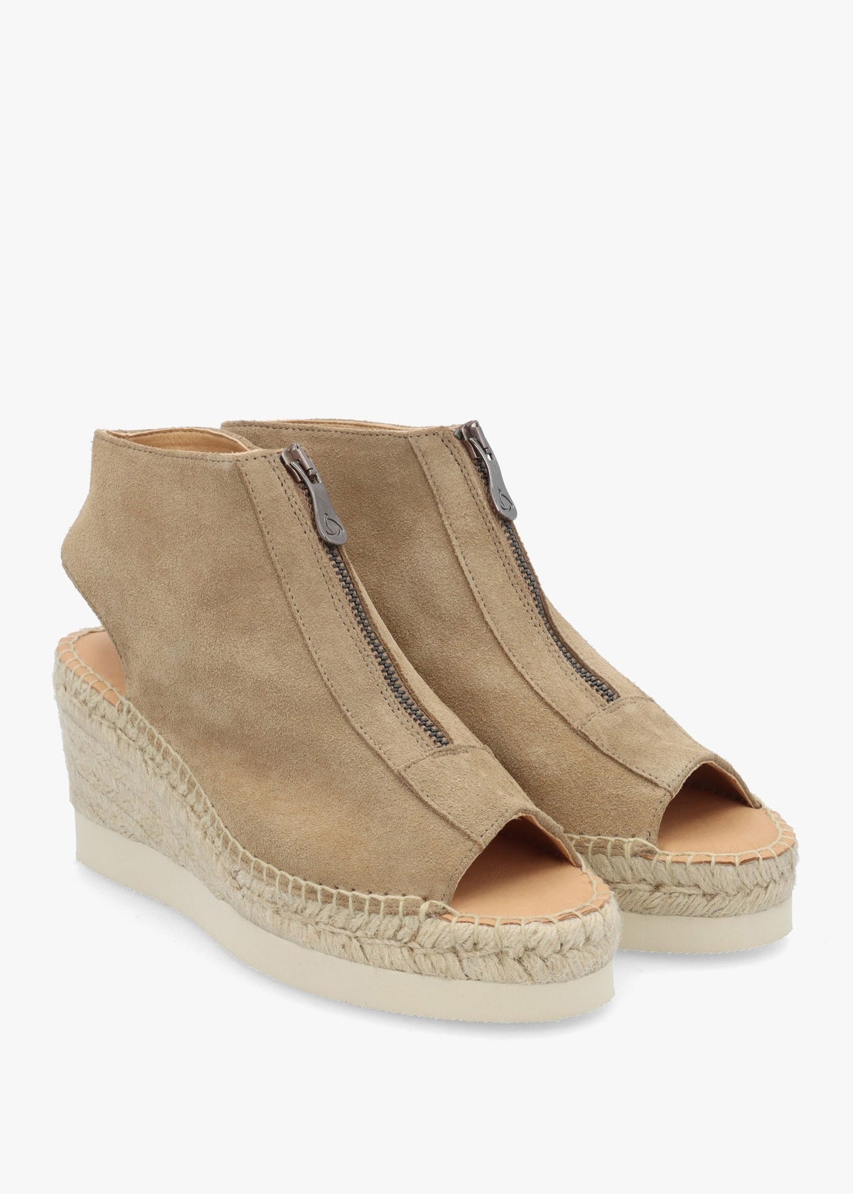 Jippie Taupe Suede Wedge Espadrilles