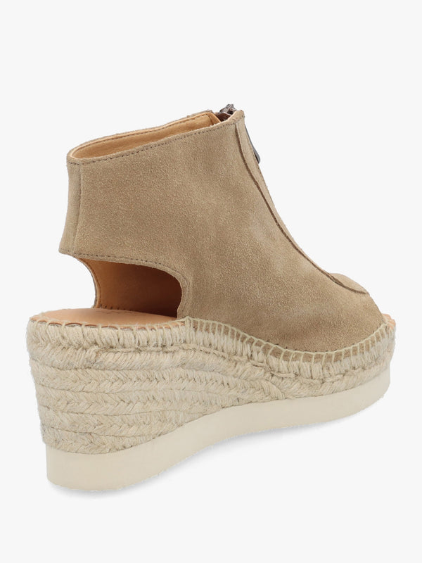 Jippie Taupe Suede Wedge Espadrilles