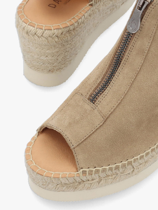 Jippie Taupe Suede Wedge Espadrilles