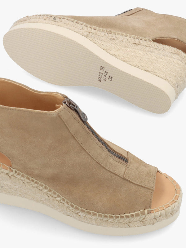 Jippie Taupe Suede Wedge Espadrilles